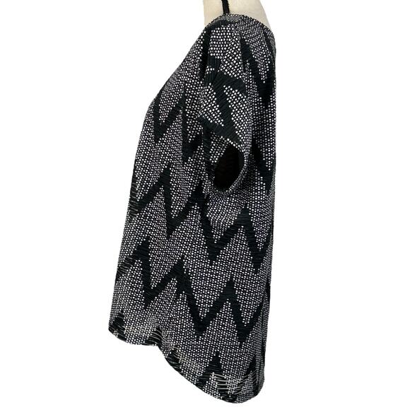 Roz & Ali X-Large Top Geometric Stretch Dolman Sleeves Lined Hi-Low Hem Black - Picture 6 of 10